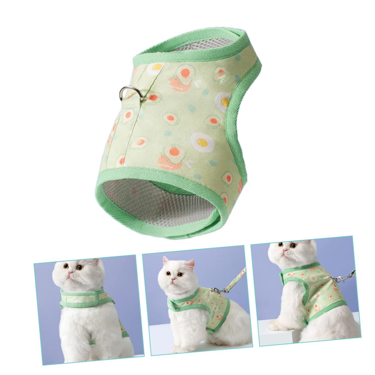GRIRIW Mesh Vest Harness with Avocado Prints Cat Walking Leash for Safe Outdoor Walks