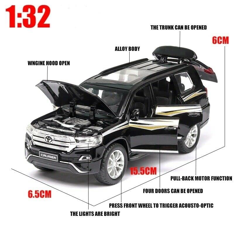 Image of LONGMIRE Metal Pull Back Diecast Car Pull Back Model with Sound Light Boys Gifts Toys for Kids Pack of 1, Multicolor (Land Cruiser)