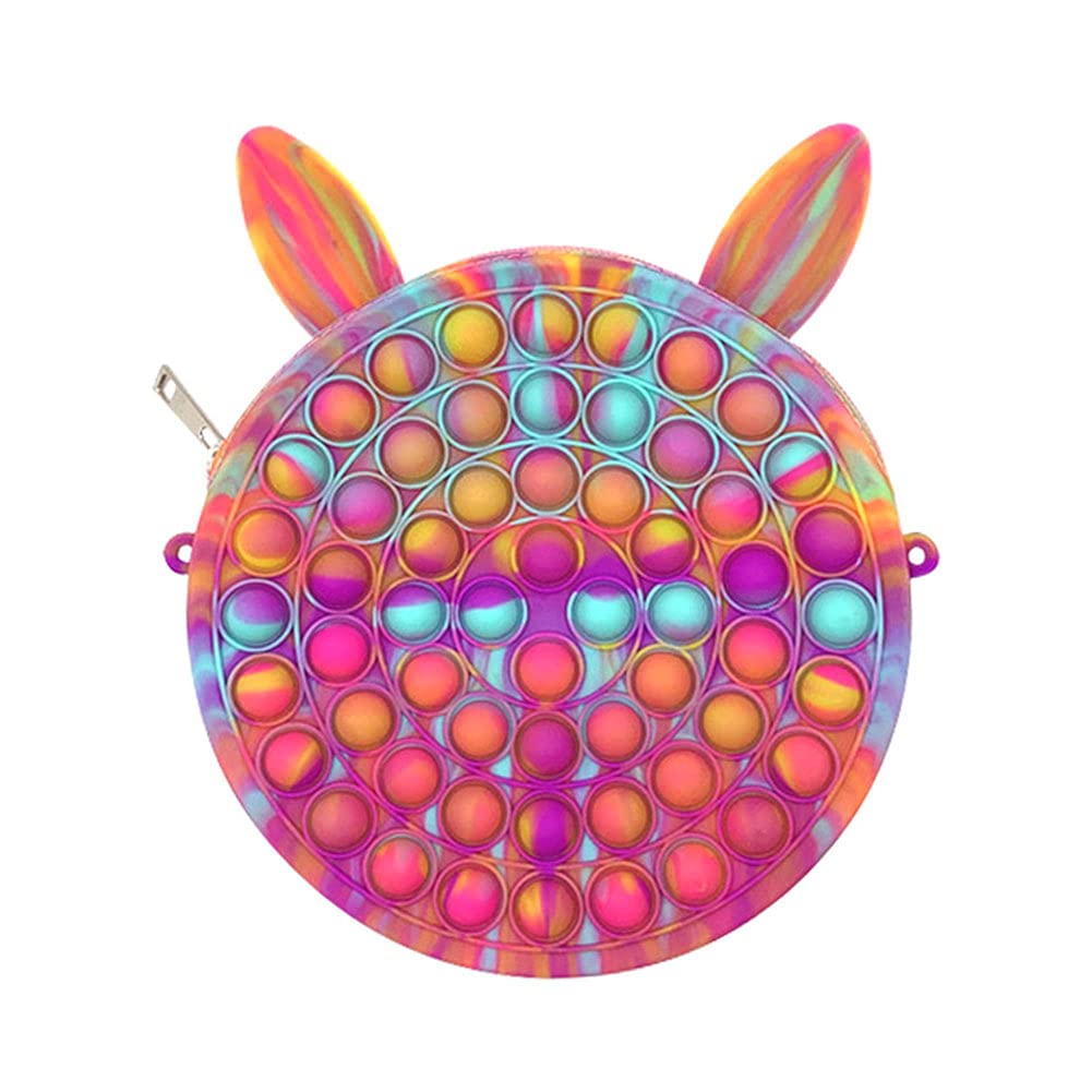 HQYXGS 2 in1 Pop Fidget Sensory Toy Shoulder Bags, Push Fidget Toy Pendant Bag Push Bubbles Silicone Push Bubble Bag, Stress Reliever Toy with Removable Shoulder Strap for Kids & Adults