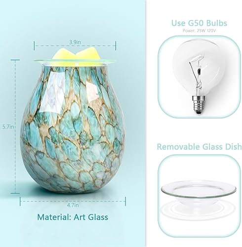 Miniatura 6 de EQUSUPRO Calentador de Aceite Esencial Eléctrico de Vidrio, Quemador de Incienso Eléctrico de Cera para Tartas, Calentador de Cera de Fragancia,