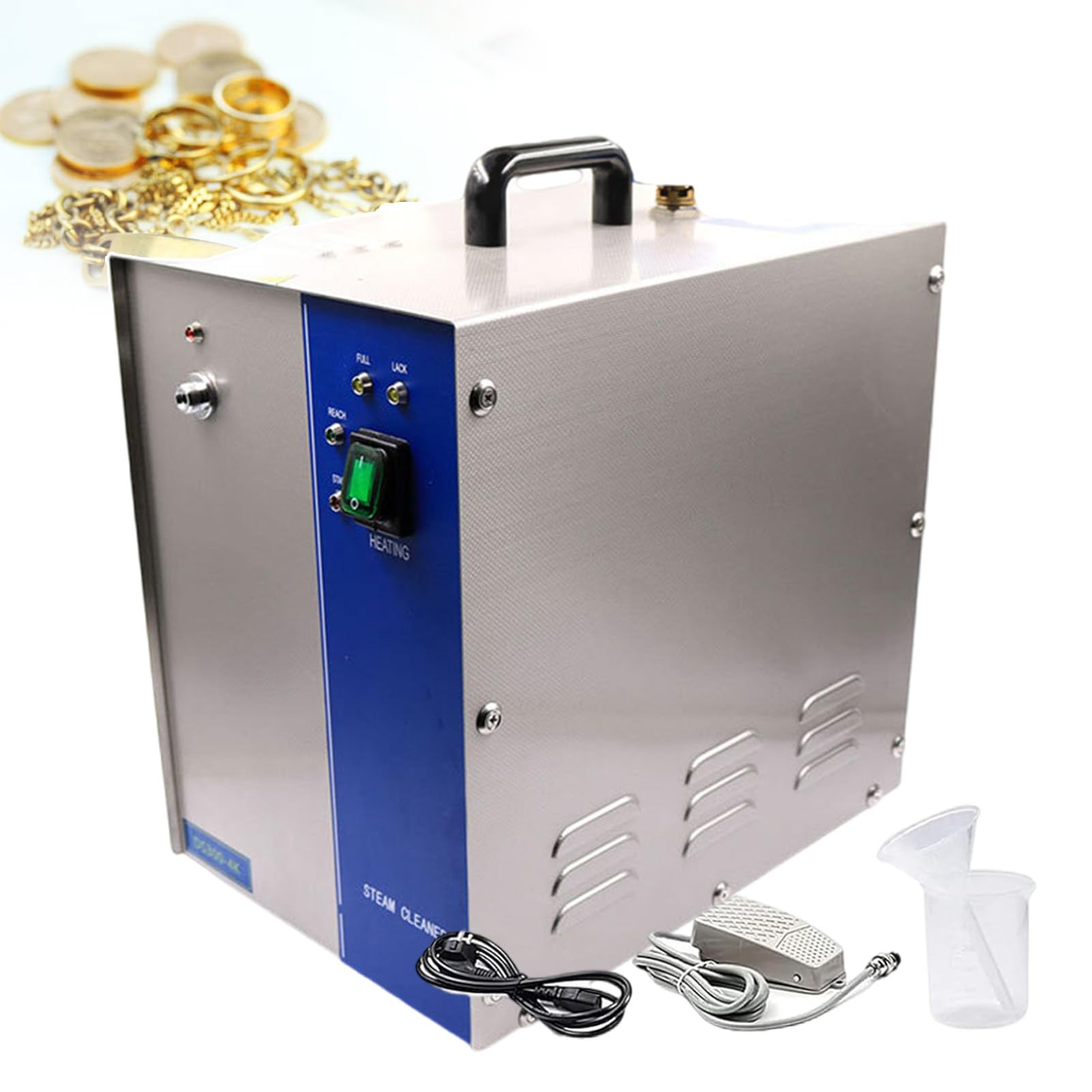 Jewelry Steam Cleaner with Foot Switch Gemstone Washer Jewelry Steam Cleaner with Exhaust Nozzle Cooling Fan Jewelry Polisher