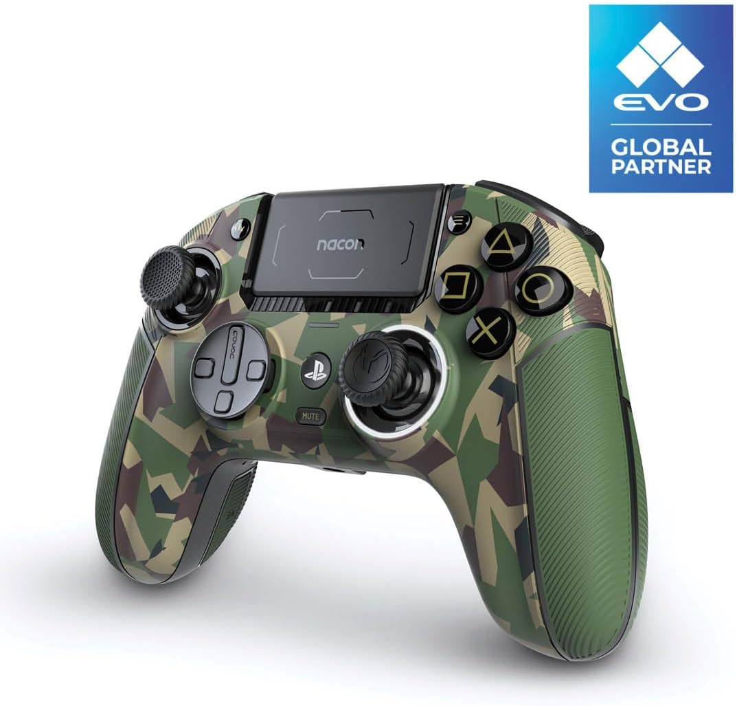 NACON Revolution 5 Pro Officially Licensed PlayStation Wireless Gaming Controller for PS5 / PS4 / PC - Hall Effect, Trigger Stops, Mappable Buttons, Bluetooth Audio - Field Camo
