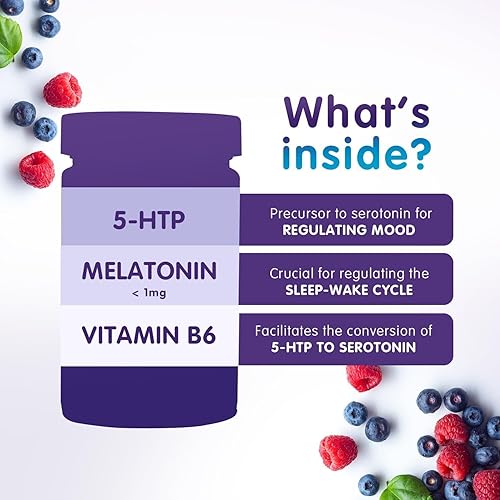 Miniatura 8 de Livello Sleep - Gomitas de bayas silvestres, 30 porciones de apoyo natural para dormir con 5-HTP, melatonina y vitamina B6 para una noche tranquila,