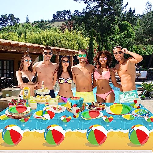 Ptecdrots Beach Party Decorations - 162 Pcs Pool Party Supplies Includes Beach Ball Plates thumb #5