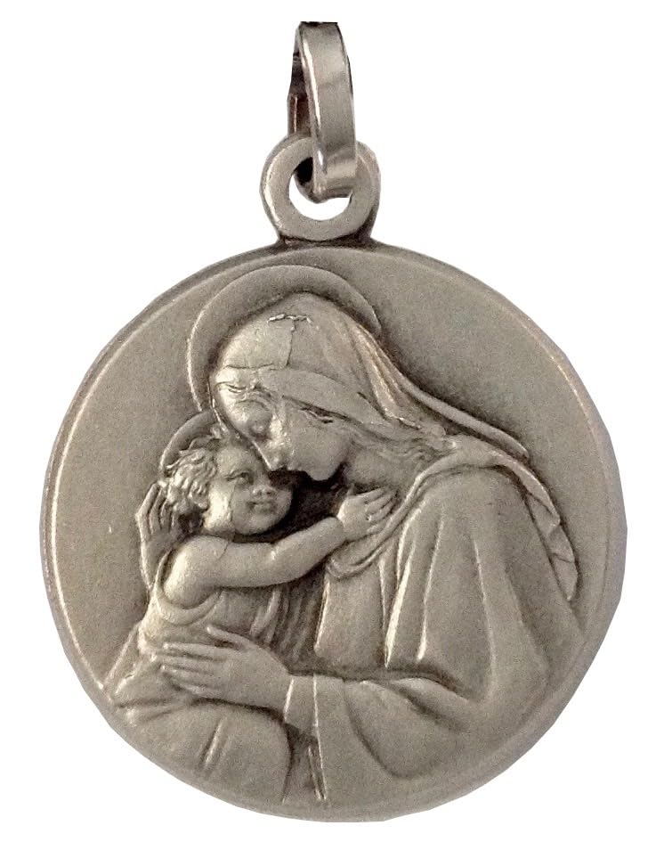 925 STERLING SILVER MADONNA WITH JESUS CHILD MEDAL - THE PATRON SAINTS MEDALS - 100% MADE IN ITALY