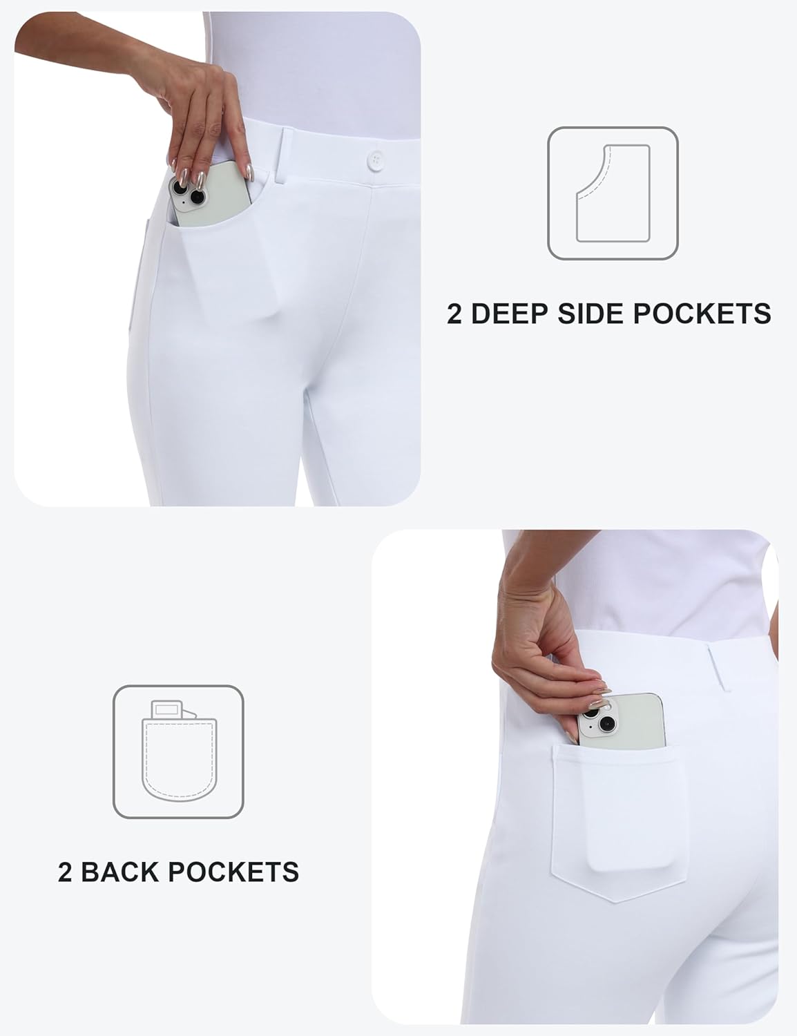 MoFiz Women's Capri Pants Summer Pull-On Stretch Straight Leg Golf Yoga & Business Casual Dressy Cropped Pants with Pockets - Image 4