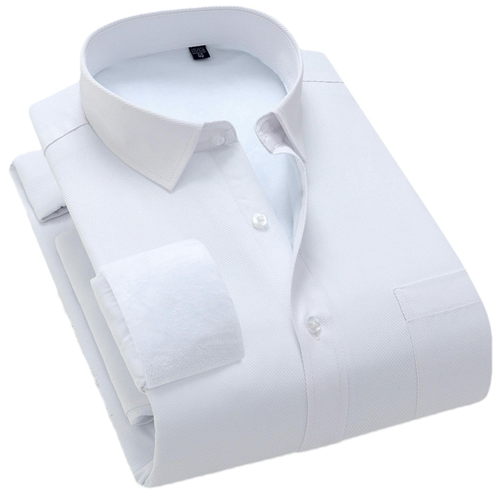Camicia da uomo foderata in pile gessato a maniche lunghe a righe verticali abbottonate camicia da ufficio invernale calda