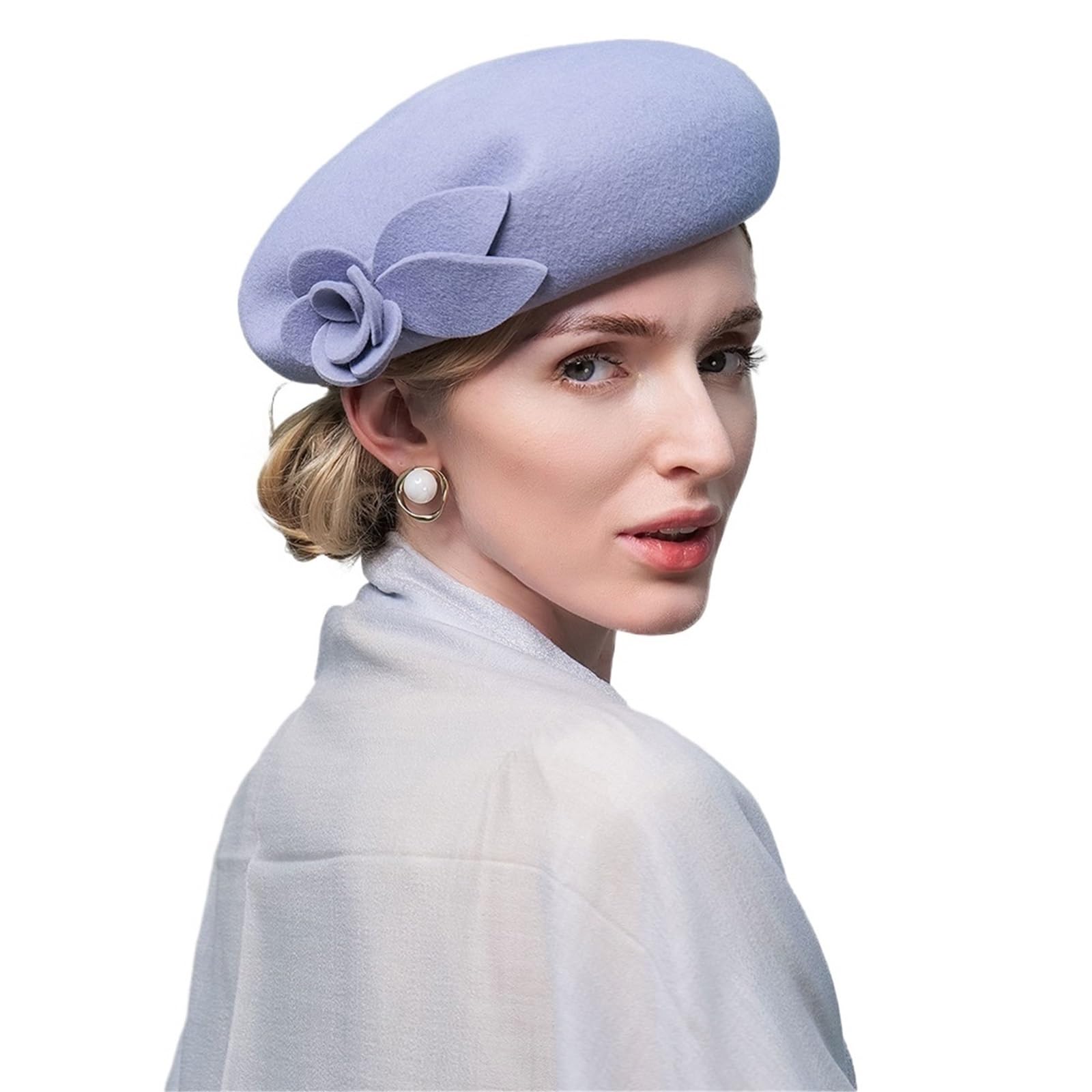 Bombetta Donna Cappelli Fascinator Berretti in Feltro di Lana | For donna elegante berretto da chiesa formale con cappello da cocktail for matrimonio a fiori