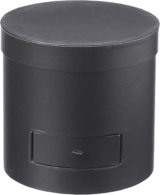 BLACK ROUND 15CM GIFT HAT FLOWER BOX LINED WITH DRAWER VALENTINES