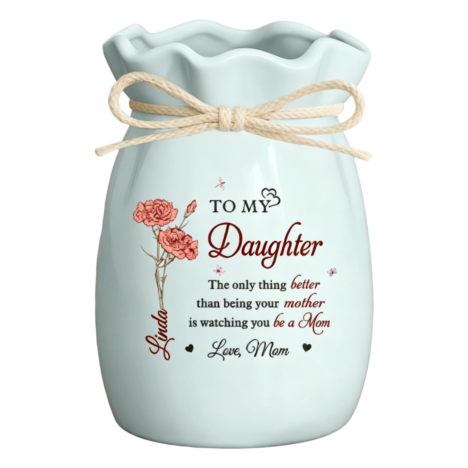 ZEPFJHE Personalize Mothers Day Flower Vases for Daughter From Mom Decorative Vase Mother Grandma Personalize for Daughter