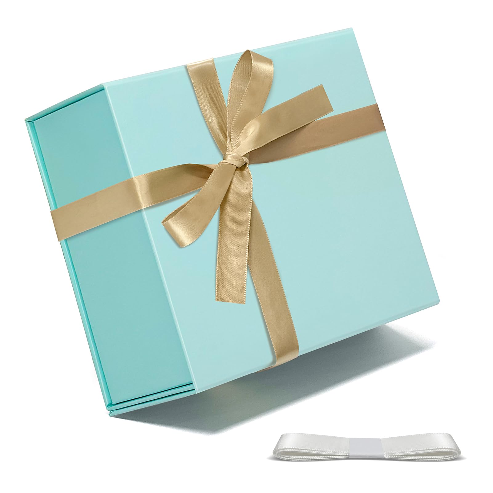 Corsiampoo Turquoise Gift Box 7.5x7x3.1 Inches, Gift Boxes with Bow Ribbons and Magnetic Lids for Thanksgiving Day, Birthday, Wedding, Party, Halloween and Christmas Presents, 1 Pack