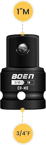 Miniatura 2 de BOEN Adaptador de enchufe de impacto de 3/4 "F a 1" M, acero Cr-Mo, juego de adaptadores de enchufe para conversiones de controlador de impacto