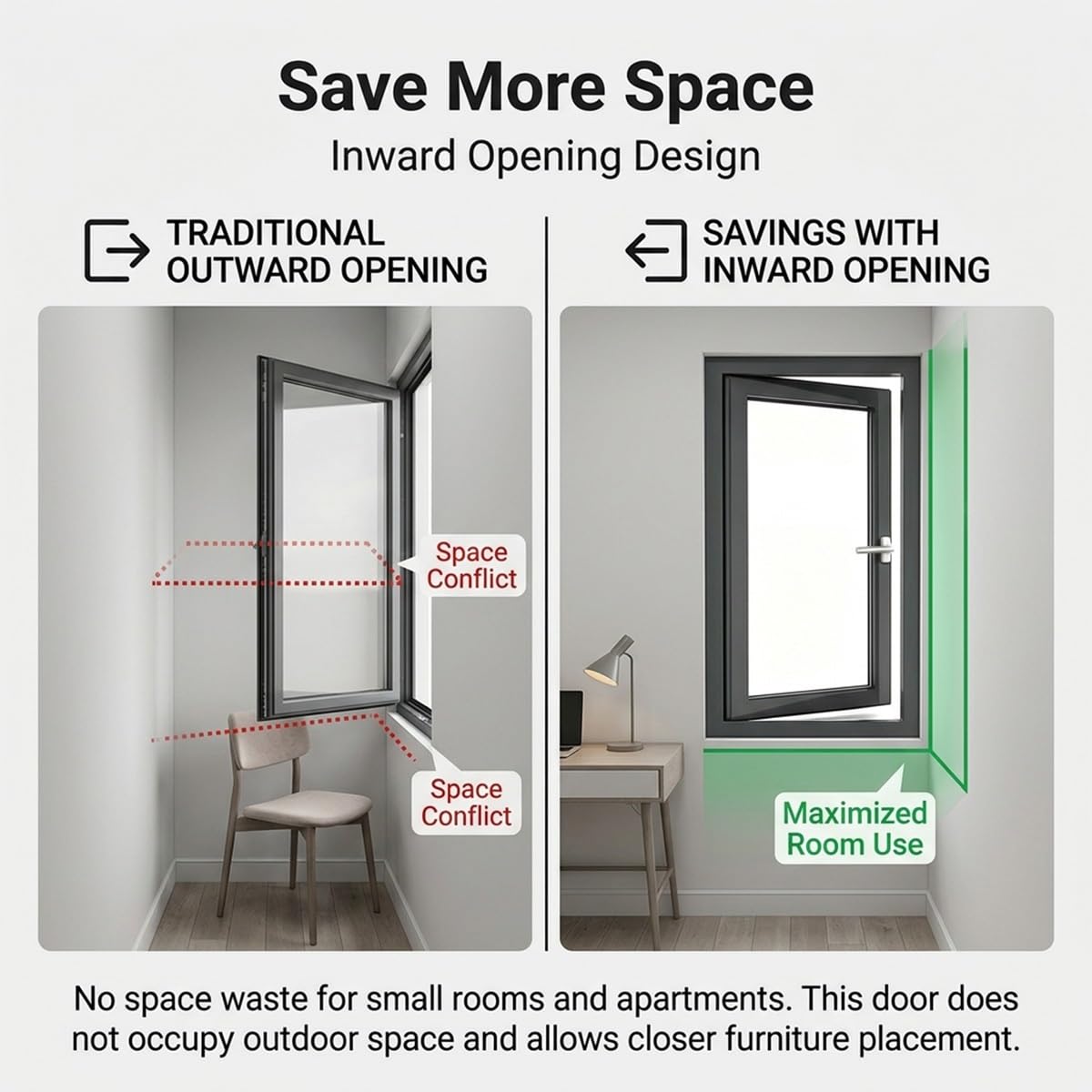 Ventana abatible de apertura interior, doble capa con vidrio, ventana de cobertizo para privacidad, ventana de baño con ventana de escape de emergencia disponible (blanco, 21 x 28 pulgadas)
