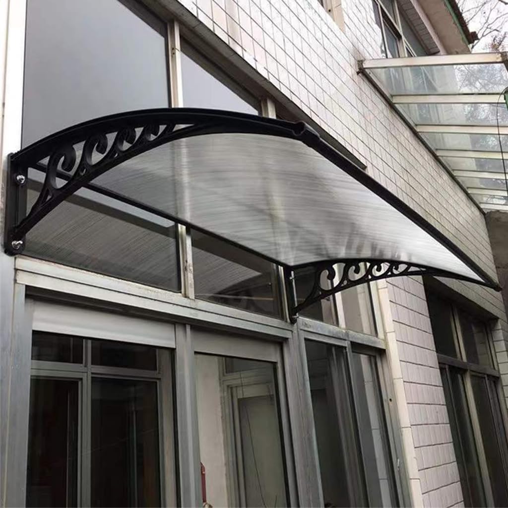 Auvent extérieur pour entrées de maison avec toit en polycarbonate et protection intempéries