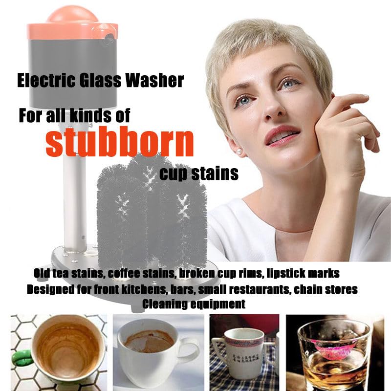 Lavadora eléctrica de vidrio con 5 cepillos, máquina automática de limpieza de vasos para uso doméstico y comercial, eficiente y fácil de operar para una limpieza rápida