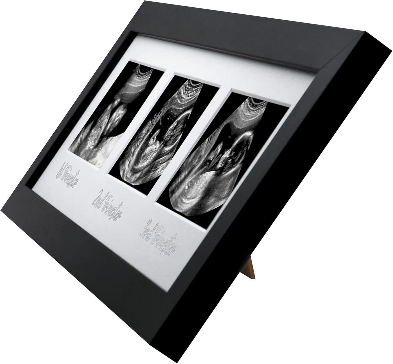 Americanflat Sonogram Picture Frame with Shatter-Resistant Glass - 15x5 Frame Fits Three 3x4 Sonograms with Interchangeable Mats - Signature Collection - Photo Frames for Tabletop and Wall - Black - Image 8