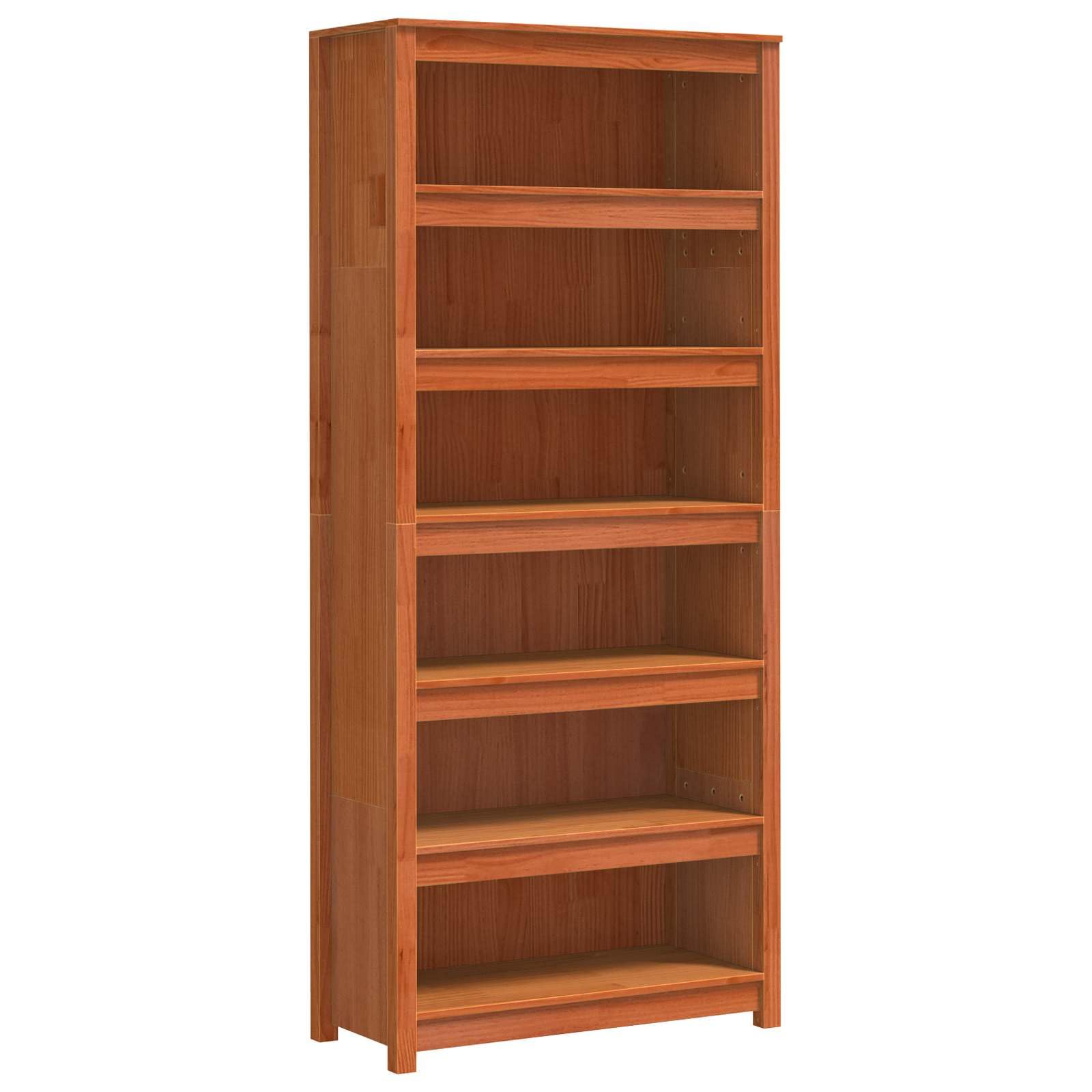 Estantería de madera maciza de pino de 80 cm color marrón cera para salón