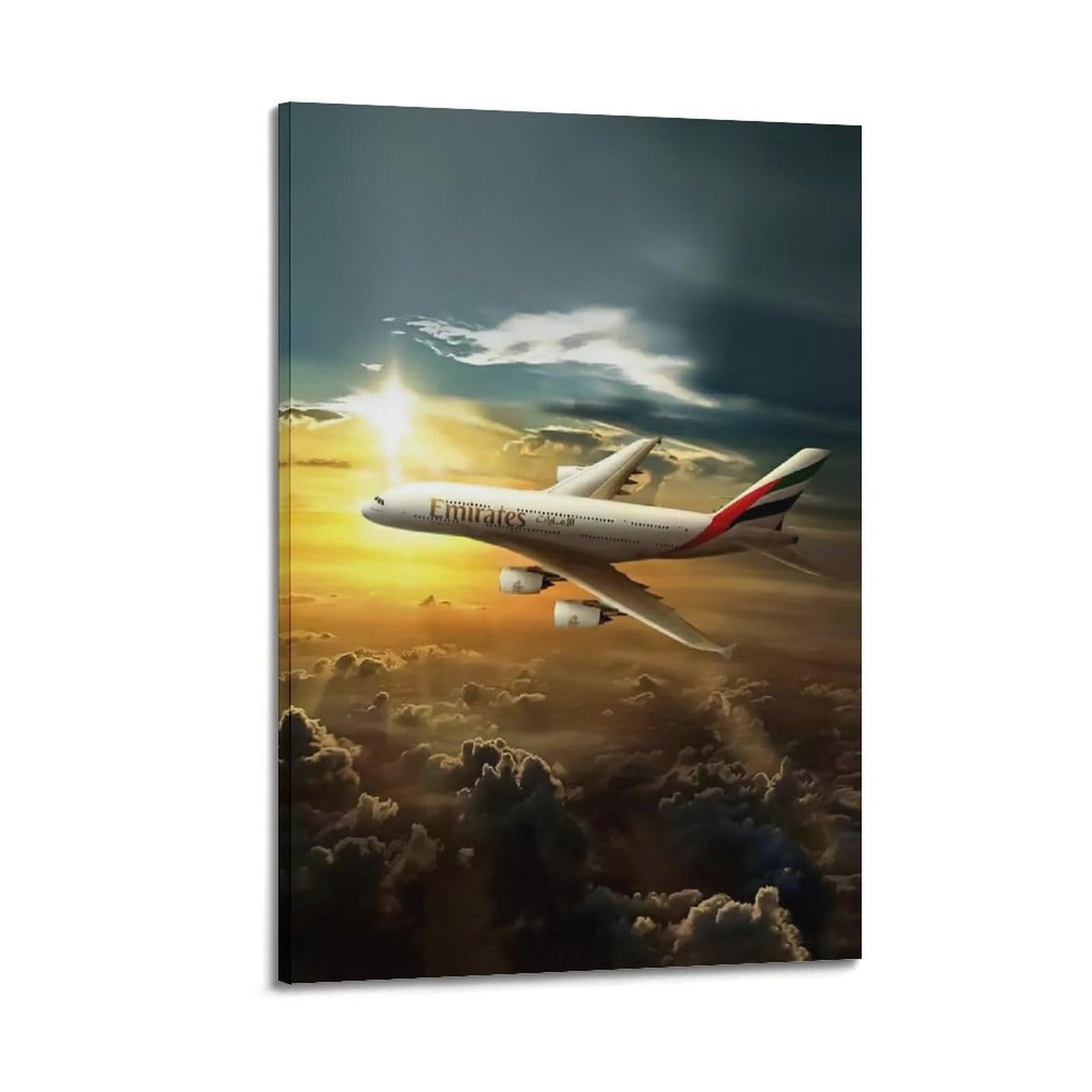 Canvas Prints Wall Art Posters Aviation Emirates Airplanes Frame-style Modern Living Room And Bedroom Decor 08x12inch(20x30cm)