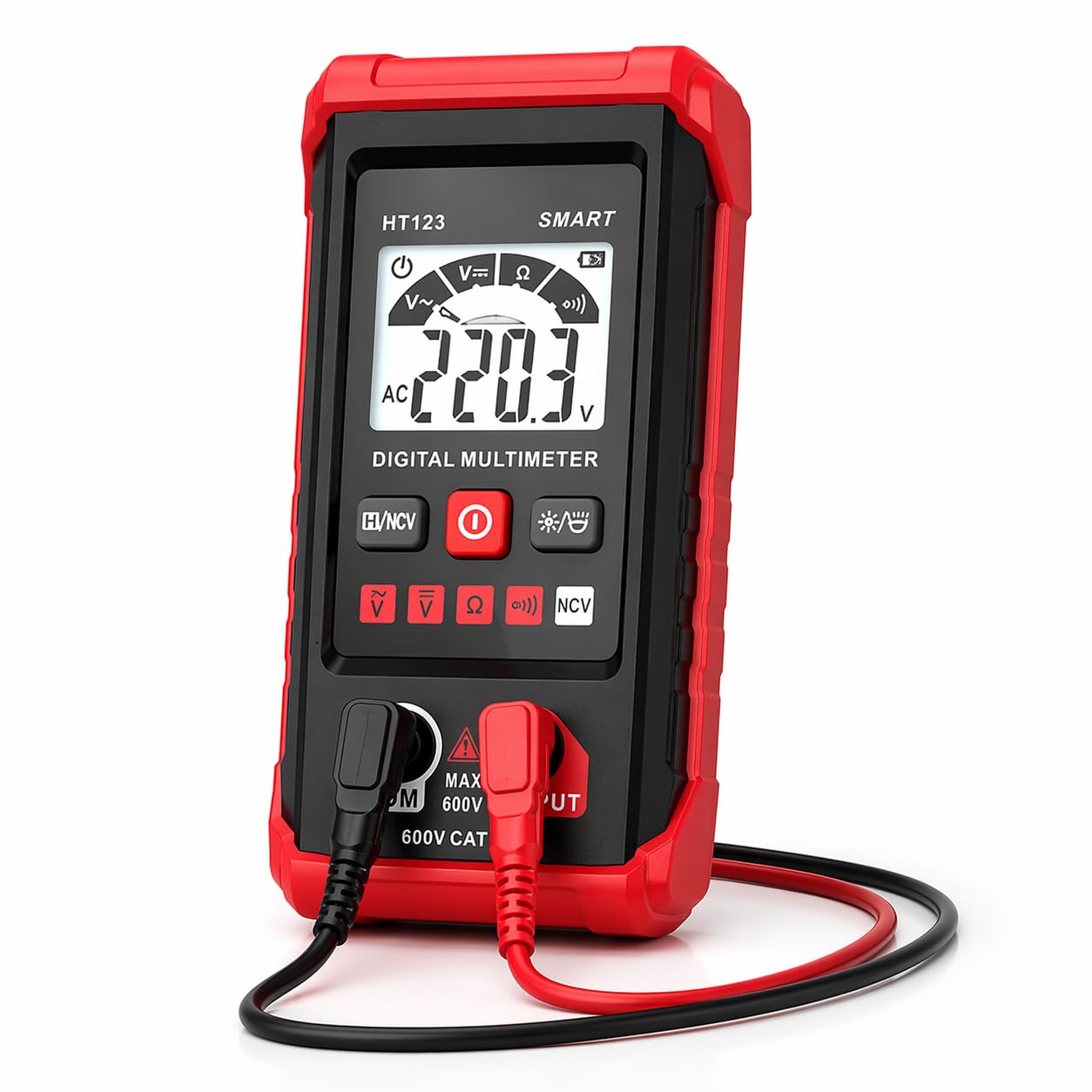 Amtron Digitales Multimeter, tragbar, Stromversorgung 2 AAA-Batterien, 11,8 x 5,8 x 2,6 cm, Kunststoff und Silikon