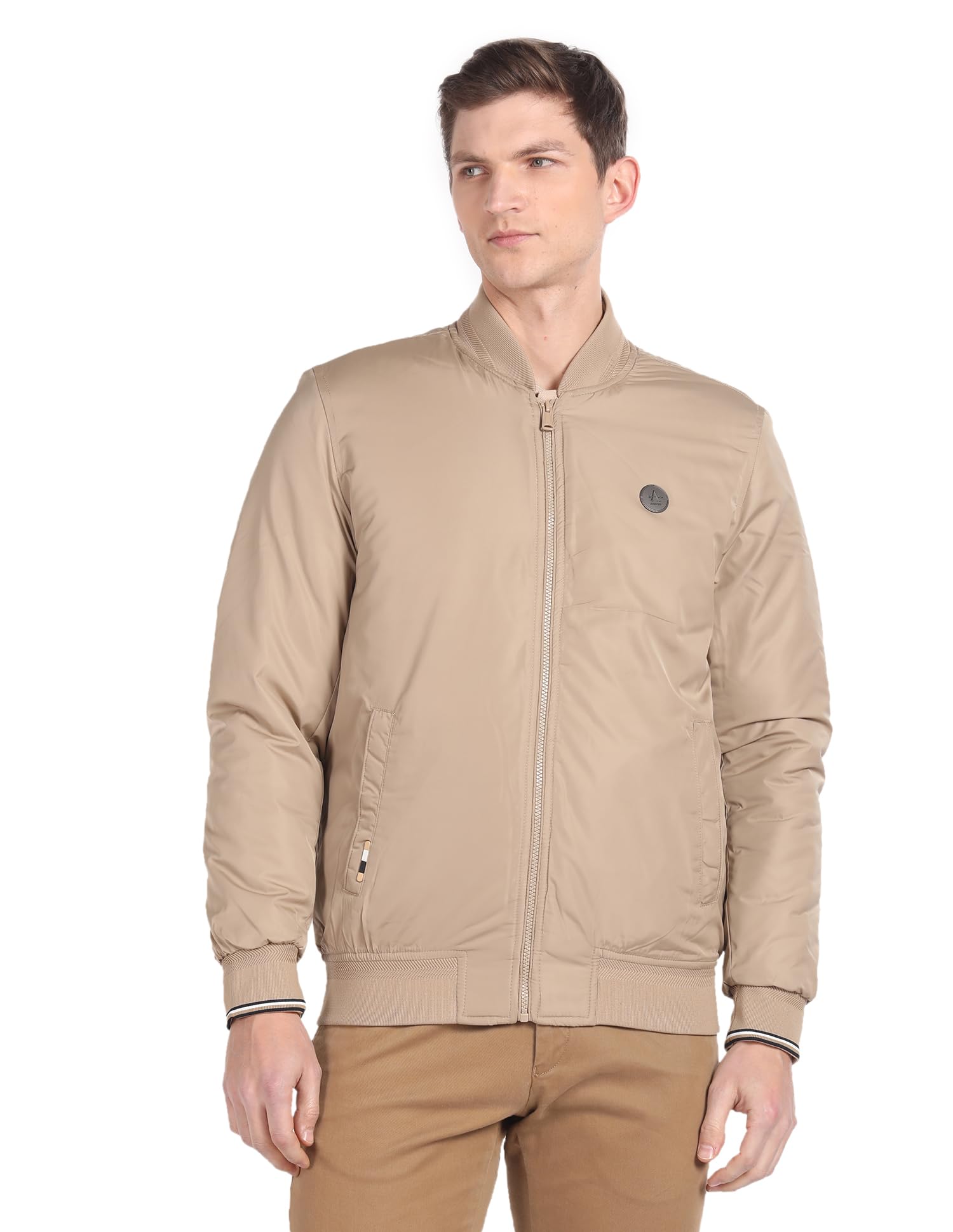 arrow Men's Polyester Stand Collar Standard Length Bomber Jacket-picture-26