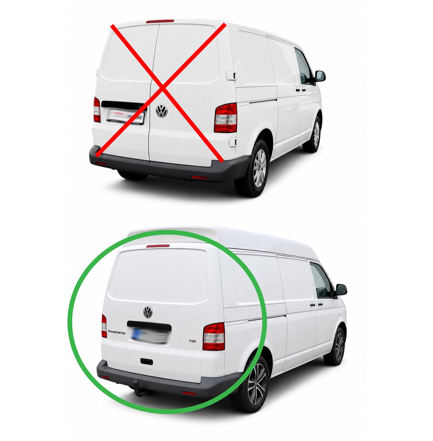 Rückleuchten Set Passend für VW Transporter T5 2003-2015 für die Vertikale Tür mit E-Prüfzeichen Heckleuchte Rücklicht Links + Rechts 7H0945096H 7H5945096H 7H0945095H 7H5945095H