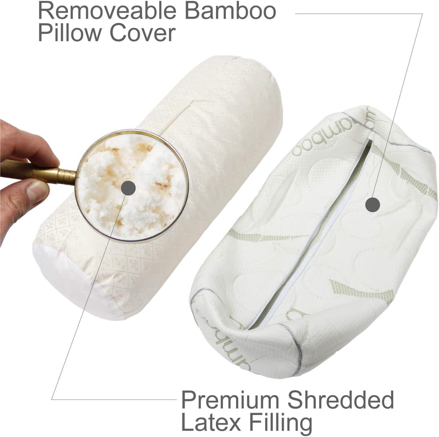 Kingnex Bolster Roll Pillow for Sleeping on Back or Side Under Knee to Relief Lower Back Pain Between Legs for Side Sleepers Cylinder Pillow with Removable Cover 20x8