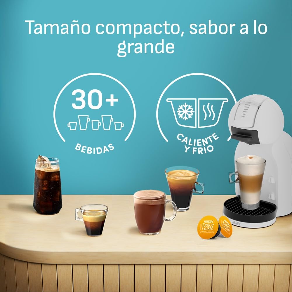 De'Longhi Nescafé Dolce Gusto Mini Me 2 - Cafetera para cápsulas compactas, apagado automático, bebidas calientes y frías, presión 15 bar, color blanco (EDG335.W)