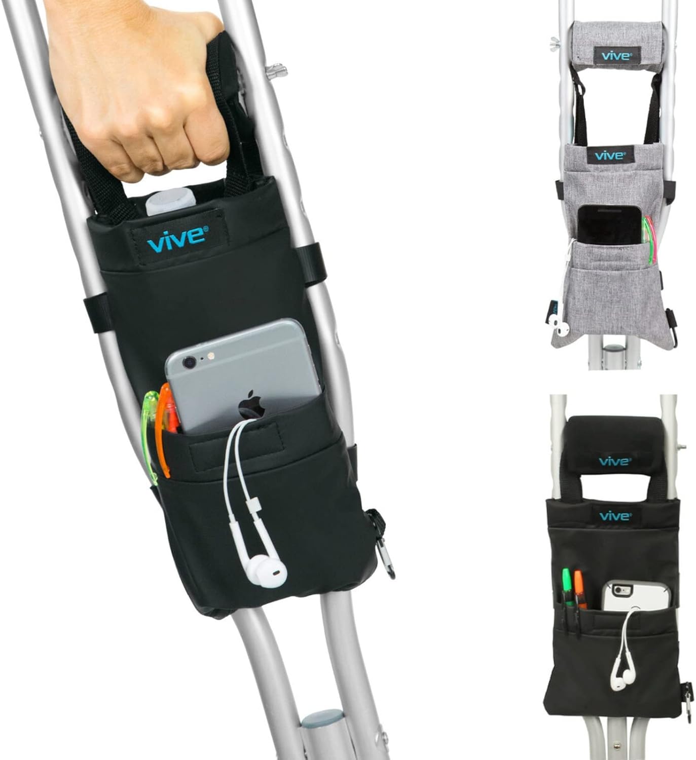 Vive Crutches Accessories Bags Medical Crutch Carryall Pouch Tote