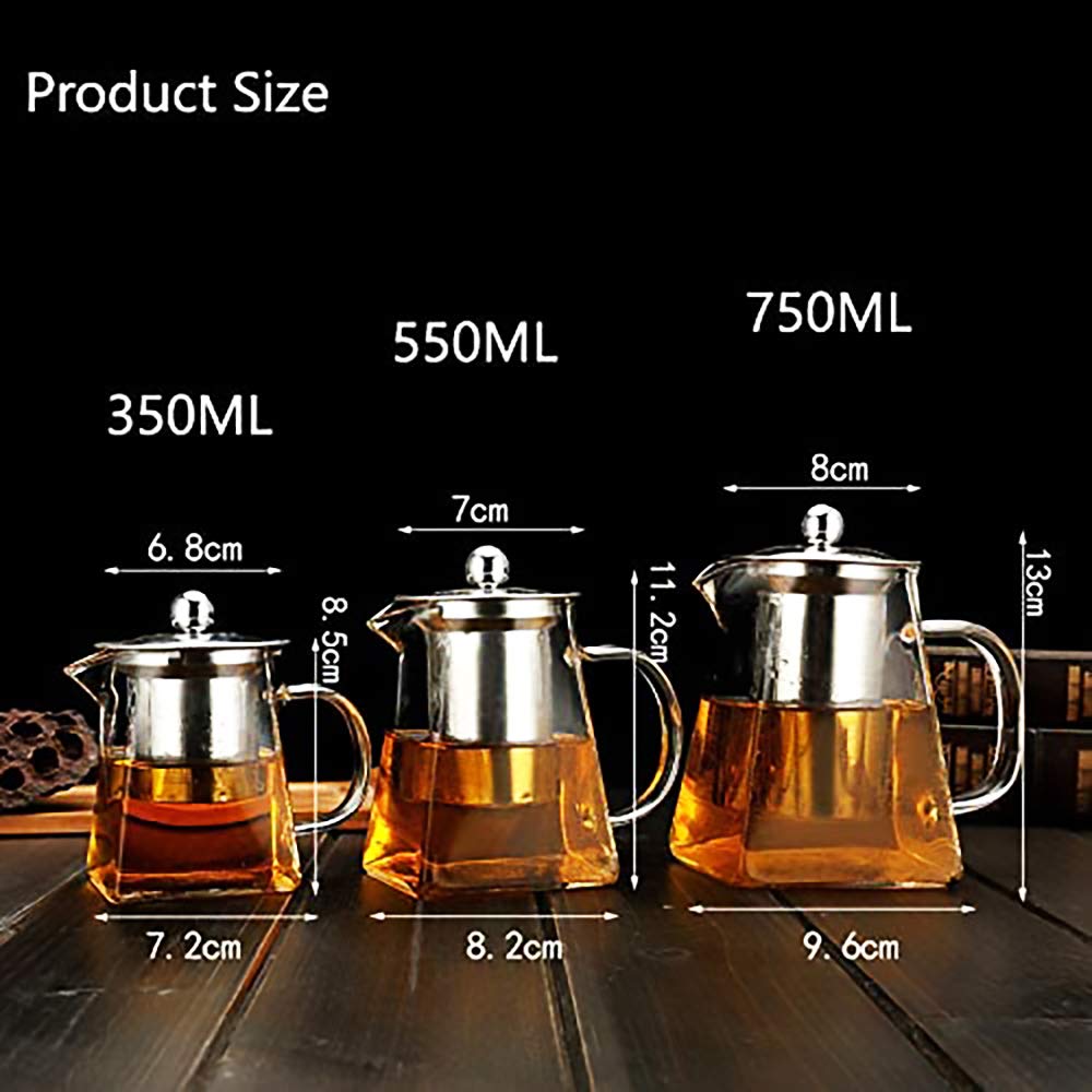 Vivoice 250ml Borosilicate Glass Teapot With Infuser - Clear Heat Resistant For Loose Leaf Tea