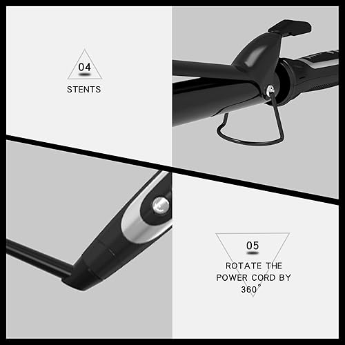 Miniatura 4 de JYDPRO rizadores de cabello 500 ondas de playa de iones negativos, rizador de barril para cabello largo, color negro, 1 pulgada