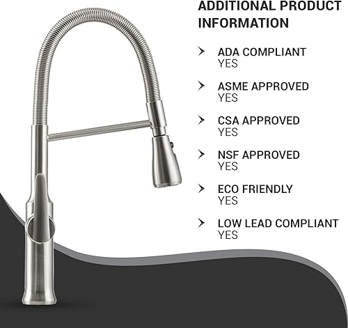 Miniatura 8 de Strictly Sinks - Grifo de cocina con rociador extraíble, diseño contemporáneo, micro bobina, grifo de resorte de arco alto, cabezal rociador de 3