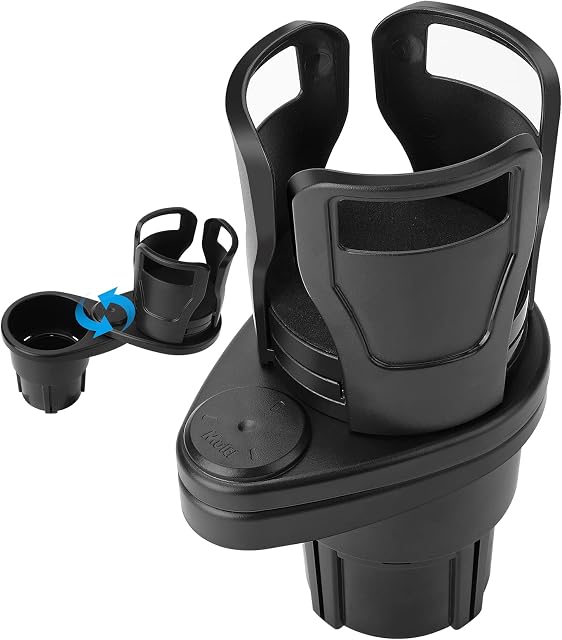 Dual Car Cup Holder, Expanding Car Cup Holder Car Drink Container Multifunctional 2 in 1 360° Rotating Adjustable Expanding Cup Holder for Car Vehicles Water Bottle Drinks Container Car Accessories