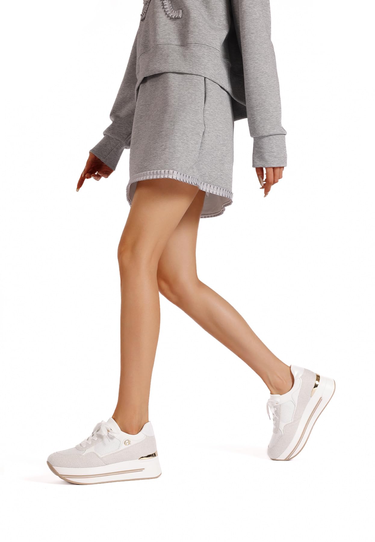 QUEEN HELENA Sneakers Platform Scarpe da Ginnastica con Zeppa Casual Donna X32-20