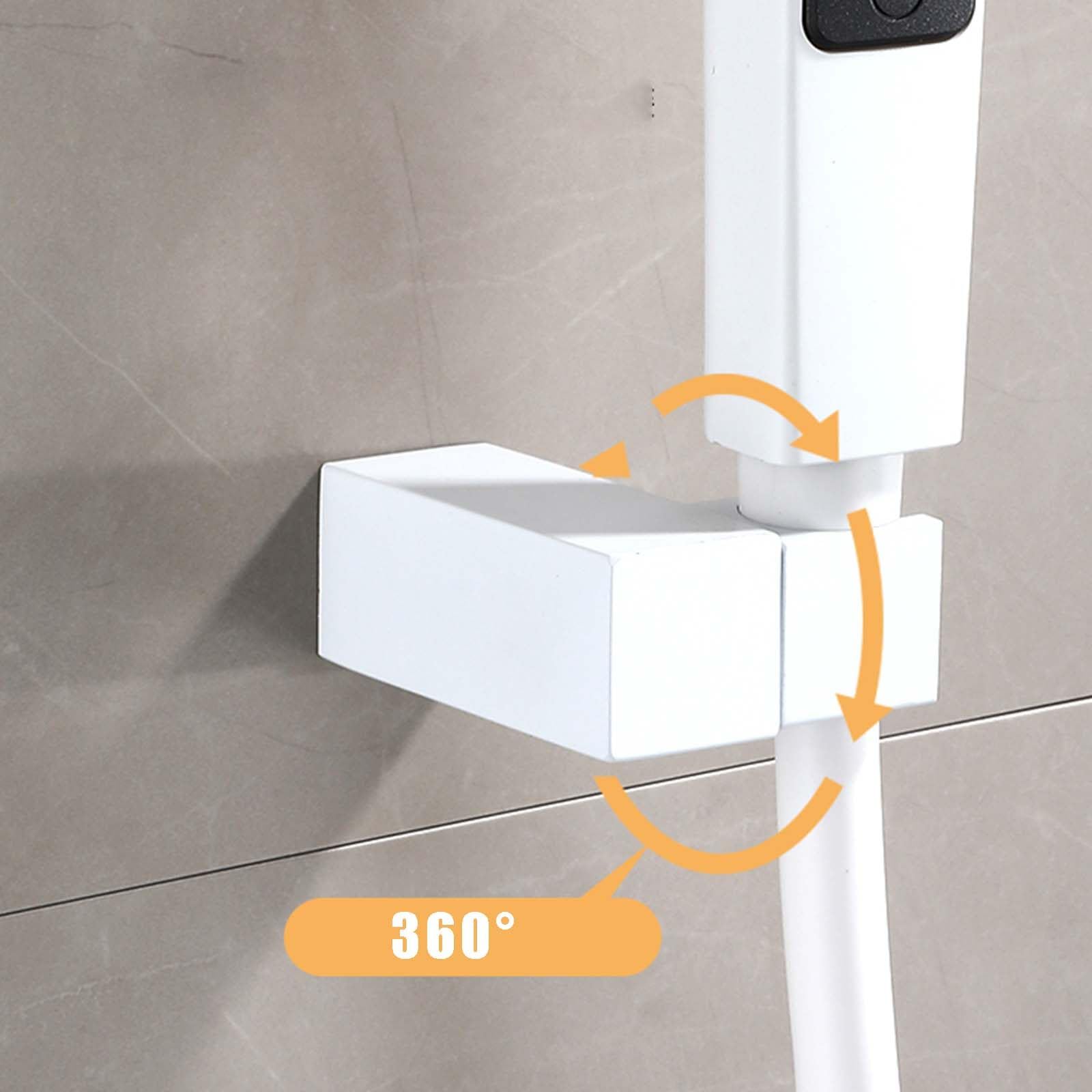 Soporte Ducha Pared Blanco Soporte Alcachofa Ducha Latón Soporte Ducha Rotación de 360° Soporte de Ducha Instalación de Perforación Soporte para Ducha Enchapado Soporte Cuadrado Ducha Barra