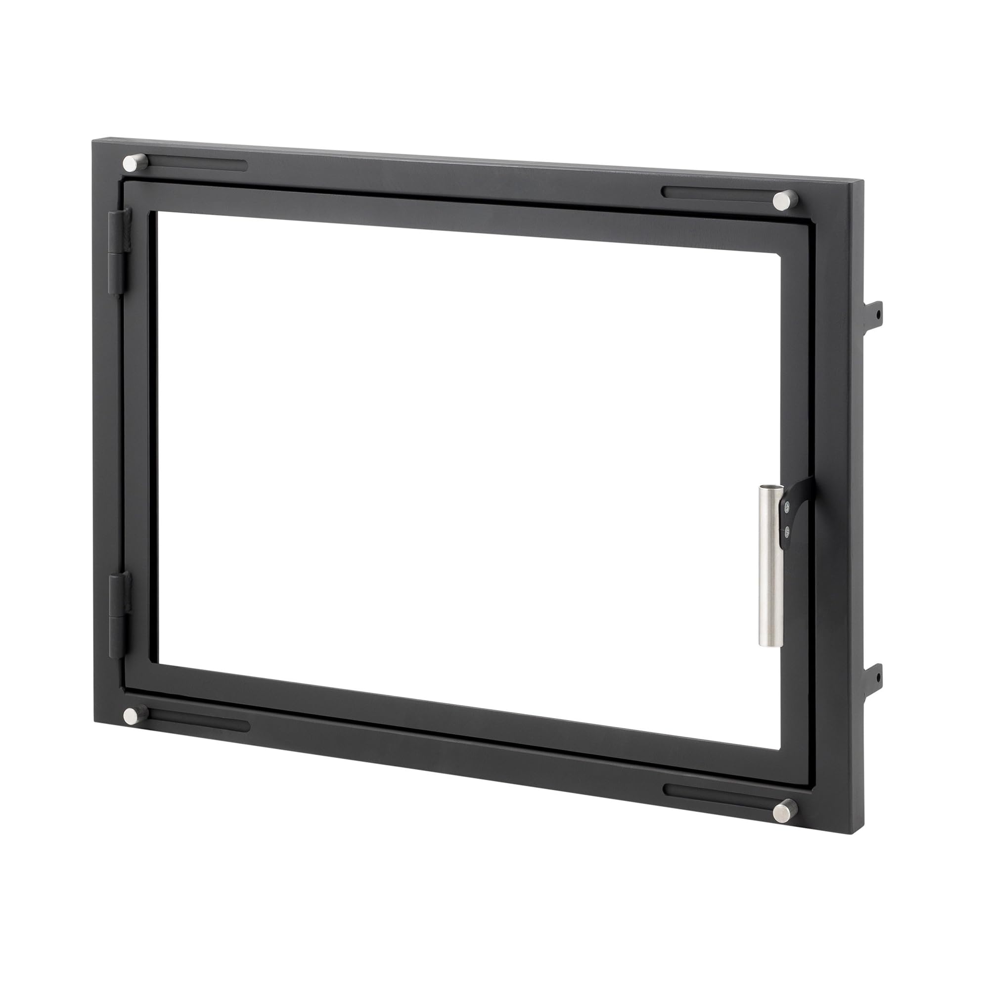 X6 | Puerta de Chimenea a Medida | Puerta para Chimenea, Estufa, Barbacoa y ahumador | Cristal vitrocerámico | Puerta de Acero con Marco | Versión Premium con Accesorios INOX