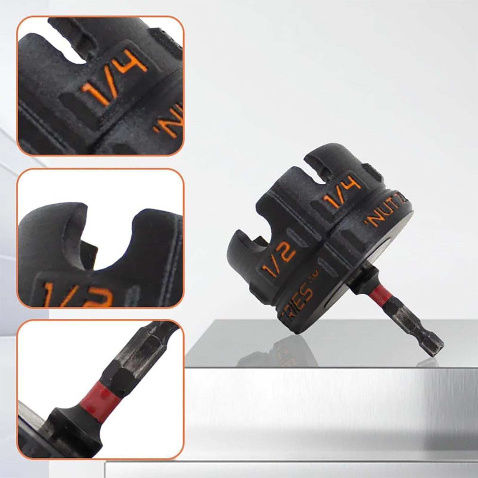 Accesorio de taladro con cremallera para una rápida extracción de tuercas y pernos, extractor universal de vástago hexagonal para varillas roscadas de 1/10.2 cm, 3/20.3 cm y 1/5.1 cm, herramienta de