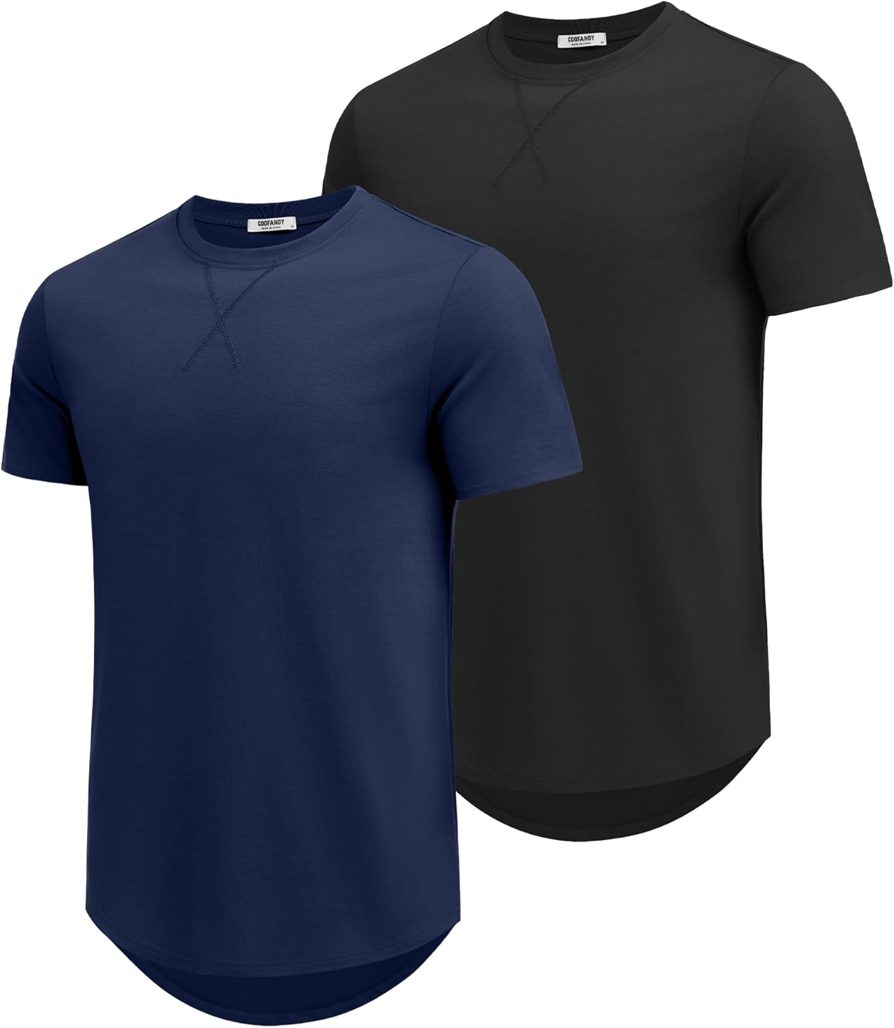 COOFANDY Mens T Shirts Casual Short Sleeve Cotton Tee Shirts Hipster Hip Hop Longline T-Shirt Basic Summer Tops