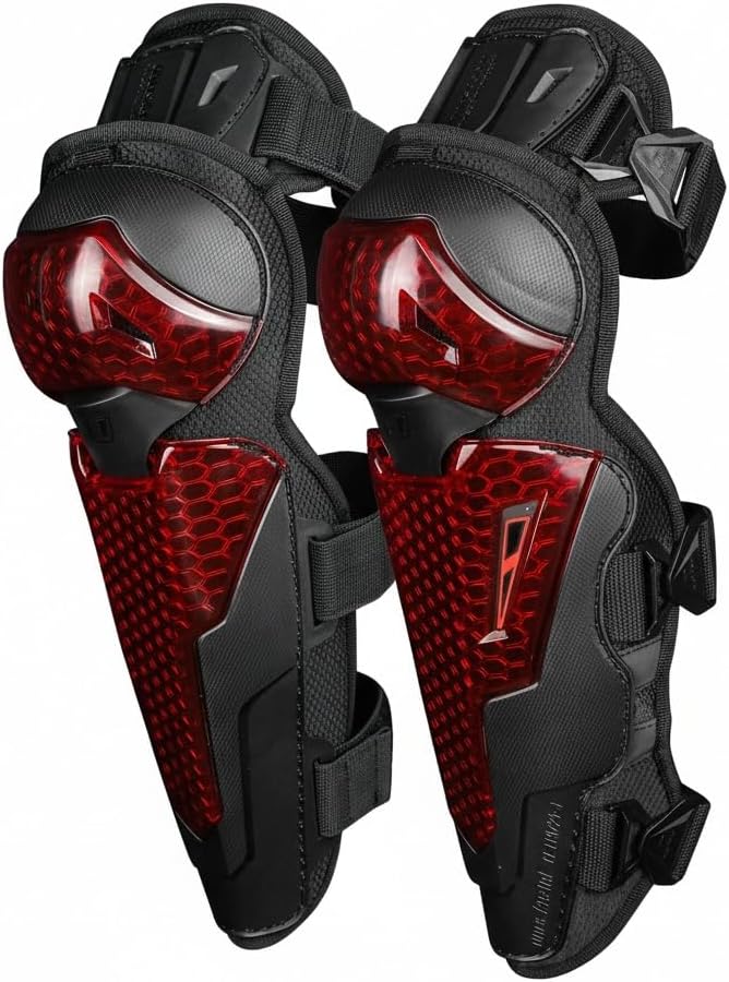 Racing Ride Motorcycle Knee Pads for Men & Women, Lightweight Knee Braces & Shin Guards, CE Level 2, Comfortable Breathable Protective Gear for All Weather