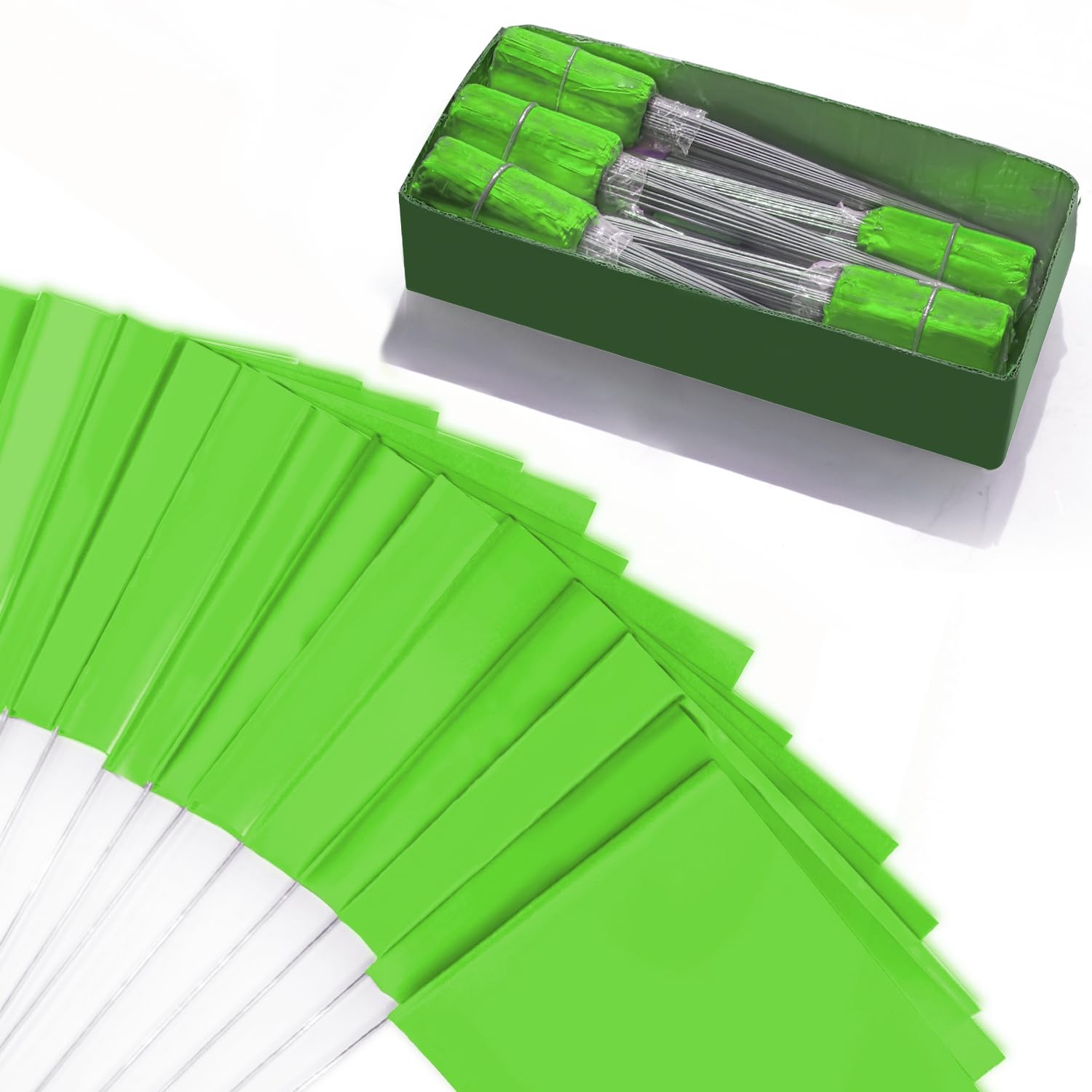Zozen Marking Flags,1000 Pcs Green Color,15x4x5In Lawn Flag