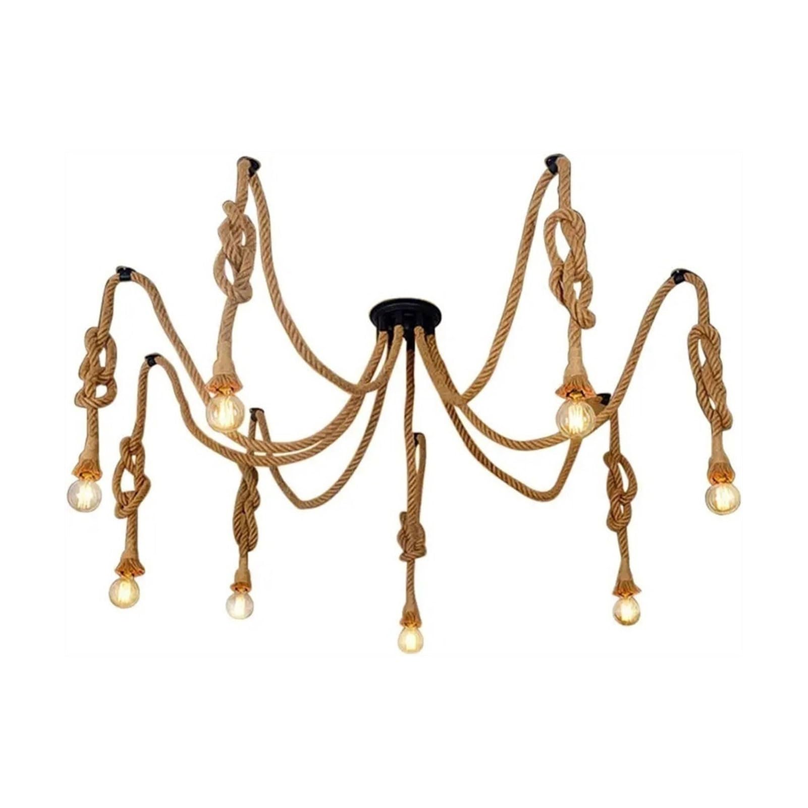 LYMSXAZOU Chandelier Vintage Hemp Rope Pendant Light Retro Industrial DIY Lamp Classic Ceiling for Home Bedroom Dining Living Room Loft Hall Farmhouse Restaurant Bar Cafe (Color :