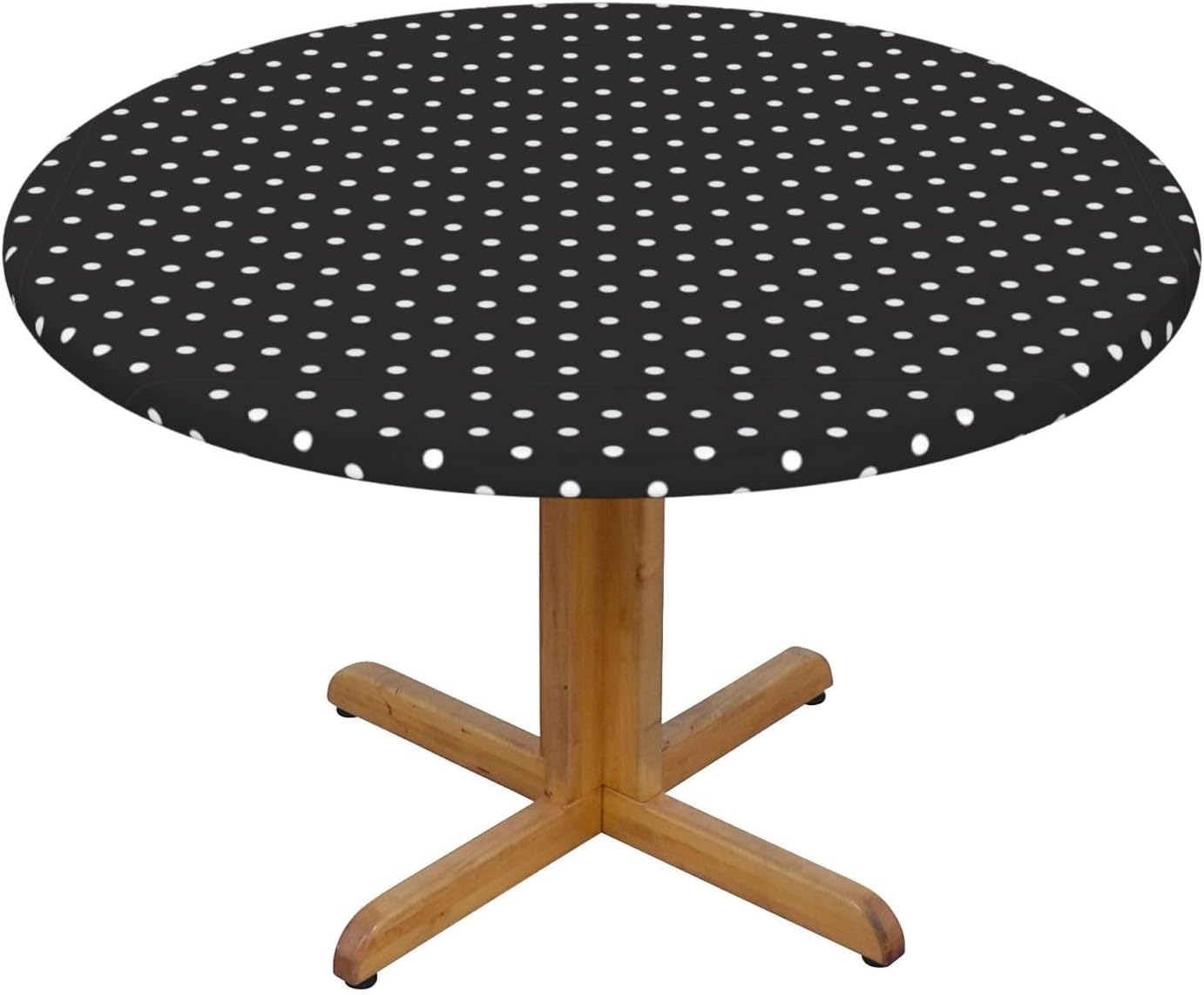 White Dot Pattern Print Outdoor Patio Kitchen Decor Supplies Wipeable Round Table Cloth for Indoor Outdoor