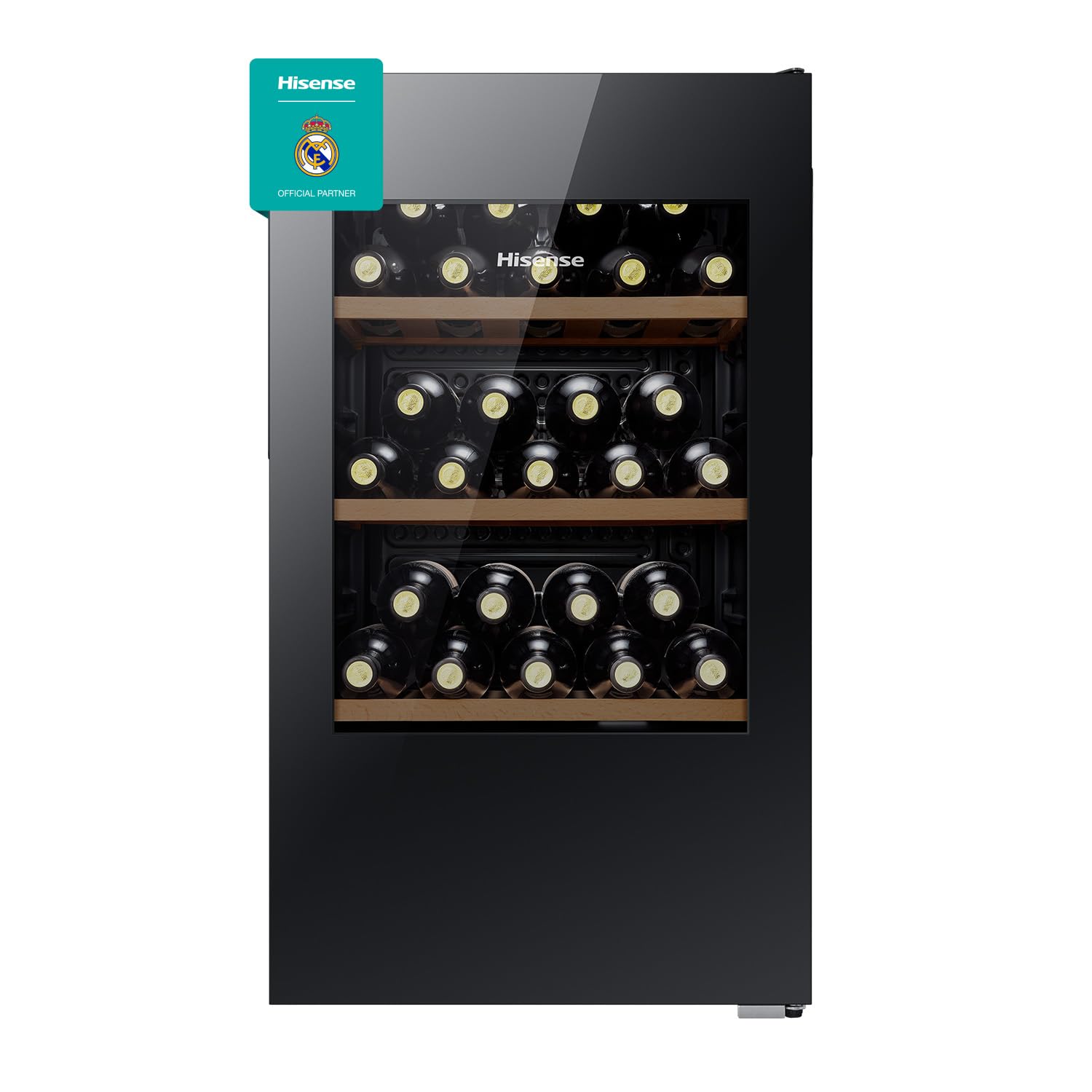 Hisense RW122N4ASU, 34 Bottle Wine Cooler, 122 Litres Single Zone Chiller, Wooden Shelves Reversible Door, Electronic Temperature Control, 1 Year Warranty