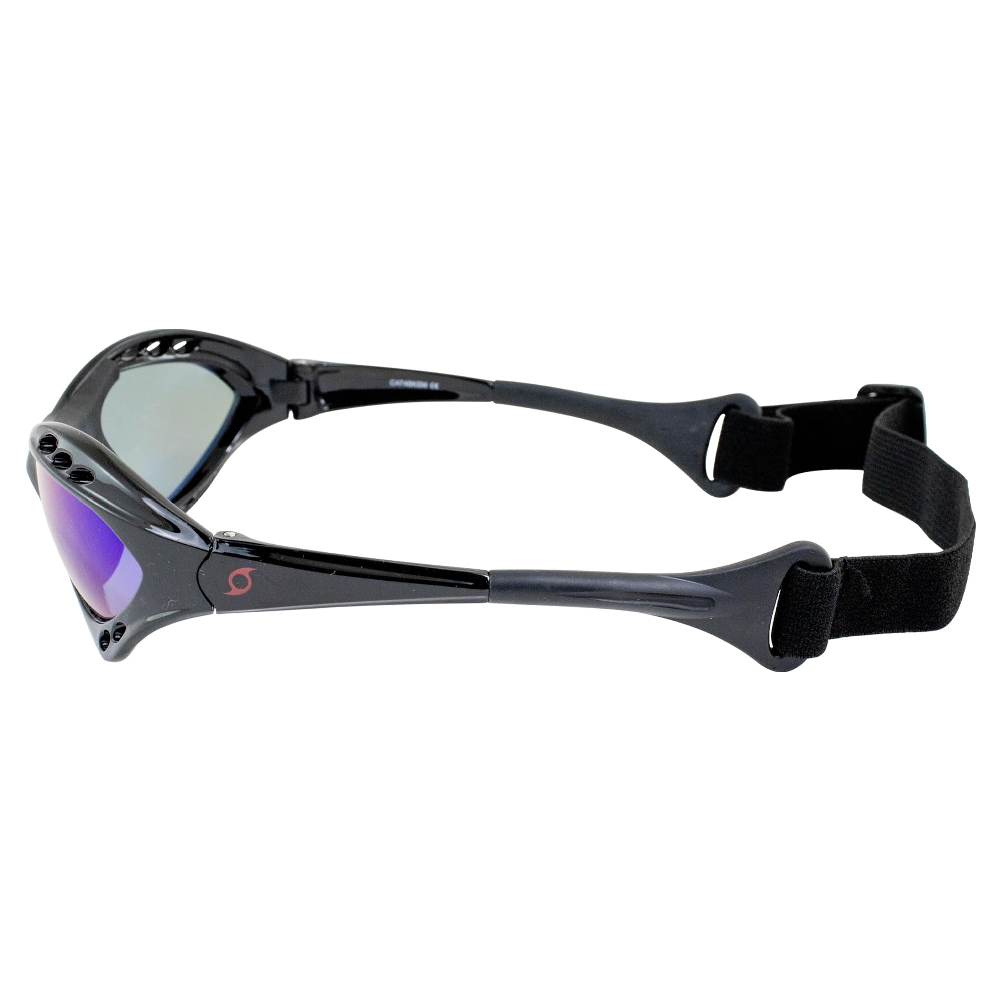 Hurricane Eyewear Gafas flotantes polarizadas de categoría 4 para moto acuática con marcos acolchados negros con revestimiento antivaho (espejo azul)