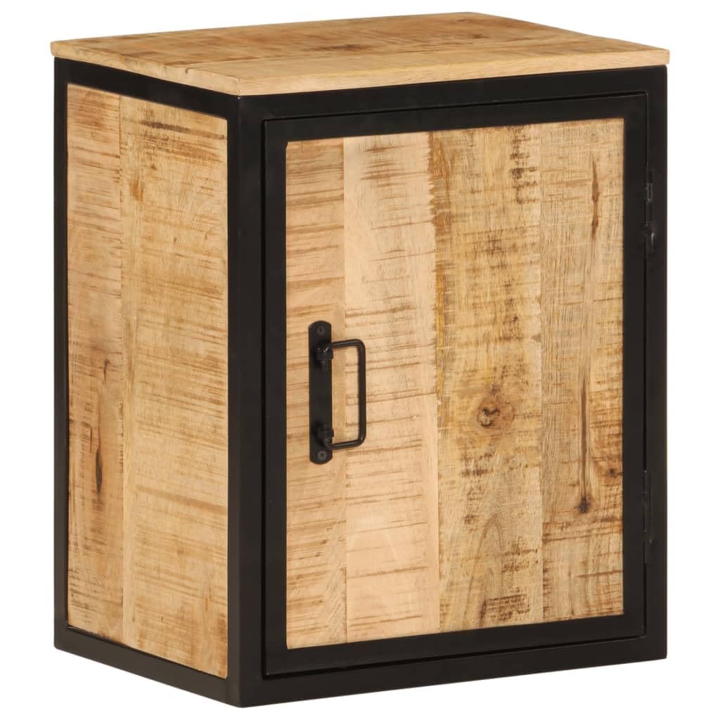 Armario de baño de madera maciza de mango con marco de hierro 40 x 30 x 50 cm de almacenamiento para artículos de aseo de baño, almacenamiento con mango de metal para un aspecto ordenado