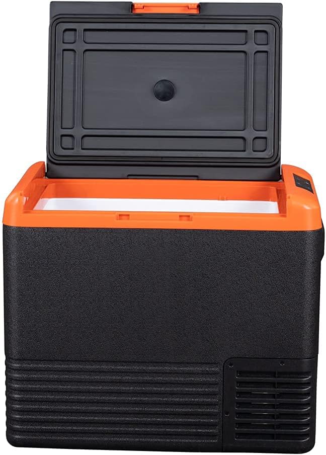 VzTrip 53 Quart Portable Car Freezer 12 Volt Refrigerator Outdoor Fridge Refrigerator(-4℉-68℉),Vehicle,Truck,RV,Camping-12/24V DC (Black & Orange) : Automotive