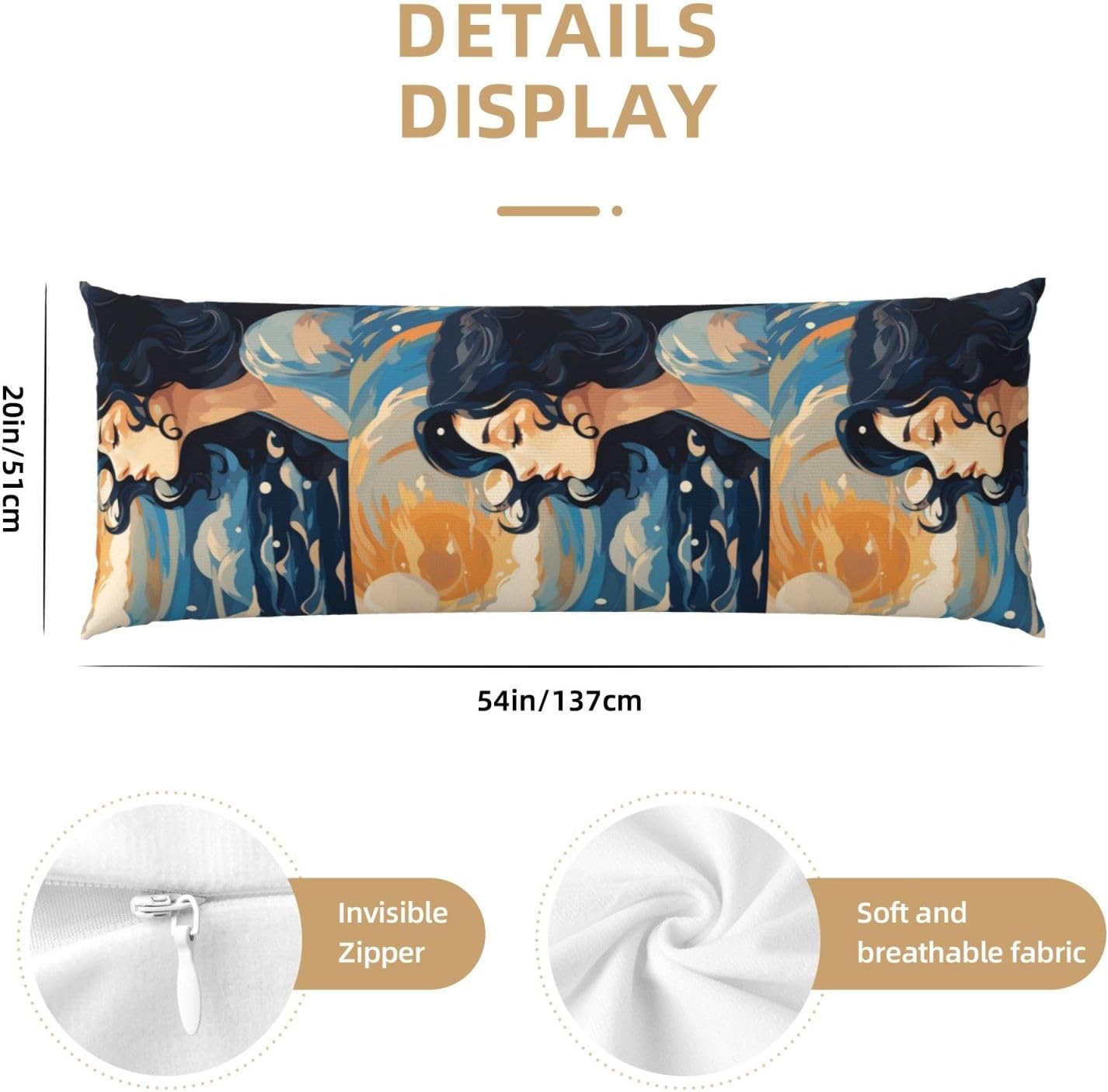 Girls Night Body Pillow Cover with Hidden Zipper 54"X20",Ultra Soft Microfiber Long Pillow Case Decorative Bedding Pillowcase Cushion Cover Cases for Bedroom Couch Sofa,Home Gifts