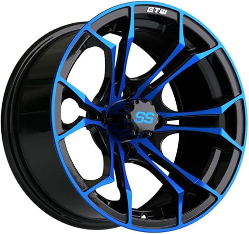Miniatura 4 de GTW Combo de ruedas y neumáticos para carrito de golf de 14 pulgadas, ruedas GTW Spyder azulnegro en neumáticos Predator todo terreno de 23 x 10-14