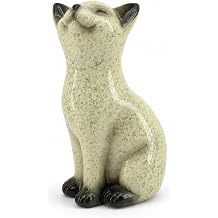 Speckled Resin Cat Figurine, Glossy Sitting Cat Statue, Cream and Black Decorative Cat Sculpture for Bookshelf, Desk, Shelf, Tabletop, Living Room, Office, Bedroom Decor, Gift for Cat Lovers Cat