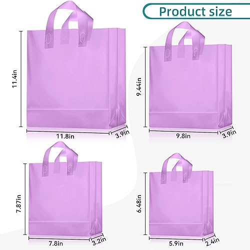 Miniatura 9 de Weewooday 100 bolsas de plástico esmerilado de 4 tamaños diferentes con asas bolsas bolsas de regalo bolsas para llevar con parte inferior de cartón