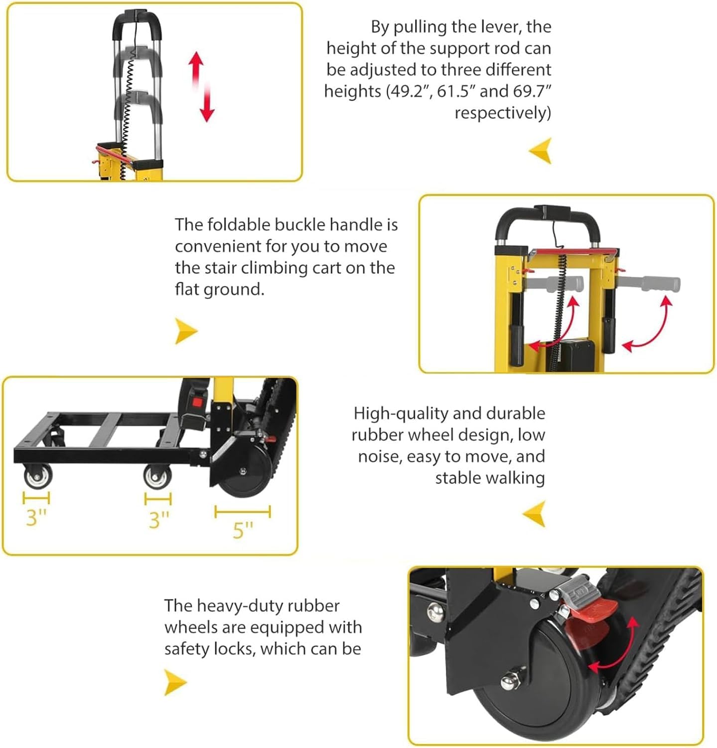 Macchina Per Scale Carrello Elettrico, Carrellos Elettrico per Scale, Pieghevole Carrello Saliscale Elettrico per Il Trasporto Di Merci, per Traslochi, Magazzini, Distribuzione Logistica